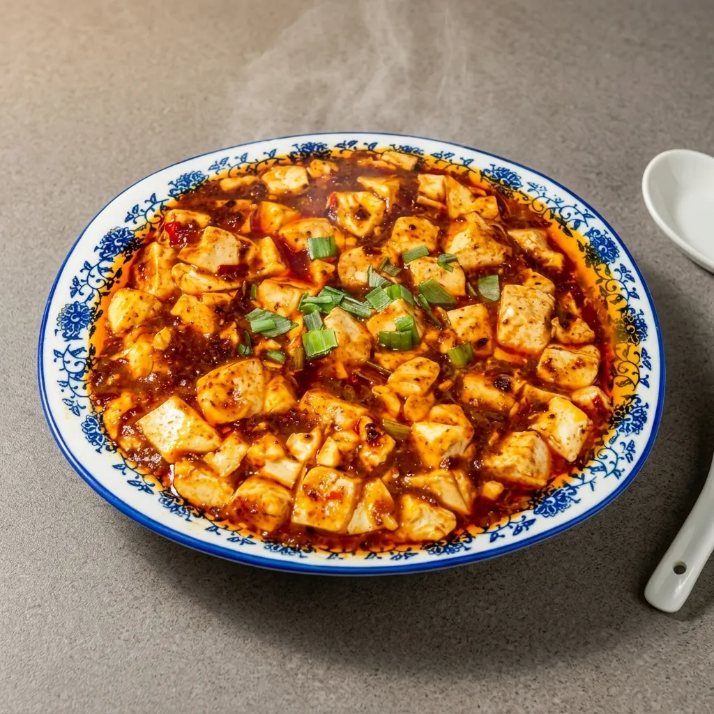 Spicy Sichuan Mapo Tofu at Lucky Cat Chinese restaurant in London, Ontario